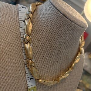 Crown Trifari Matte Gold Sculpted Link Necklace - Elegant Women's Statement